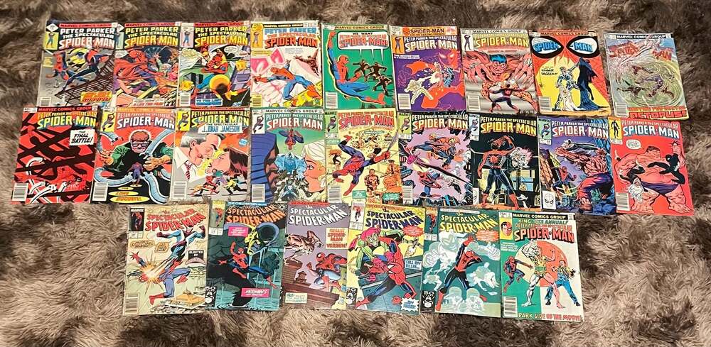Collection of 24 Vintage Marvel The Spectacular Spider-Man Comic Books
